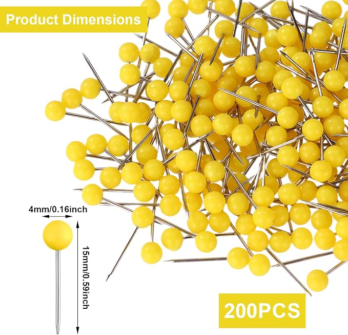 XIHIRCD 200pcs Map Push Pins, Map Tacks Round Head Pins Small Thumb Tacks - Image 2