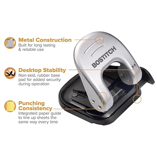 Bostitch Office EZ Squeeze Reduced Effort 2-Hole Punch, 2 Sheets, Locking Handle - Image 3