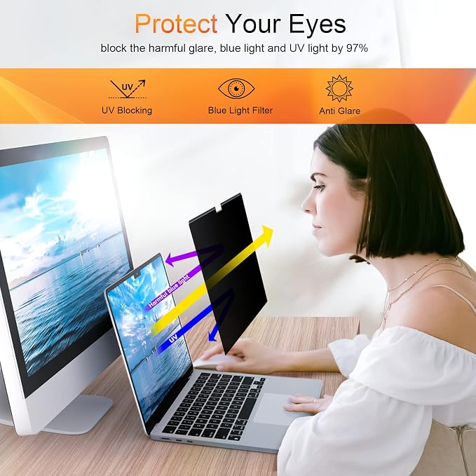 Mamol Magnetic Privacy Screen MacBook Pro 16 Inch 2021-2026, Removable Anti - Image 3