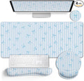 LIMKRIAN Blue Striped Mouse Pad Set Large Desk Mat by LIMKRIAN