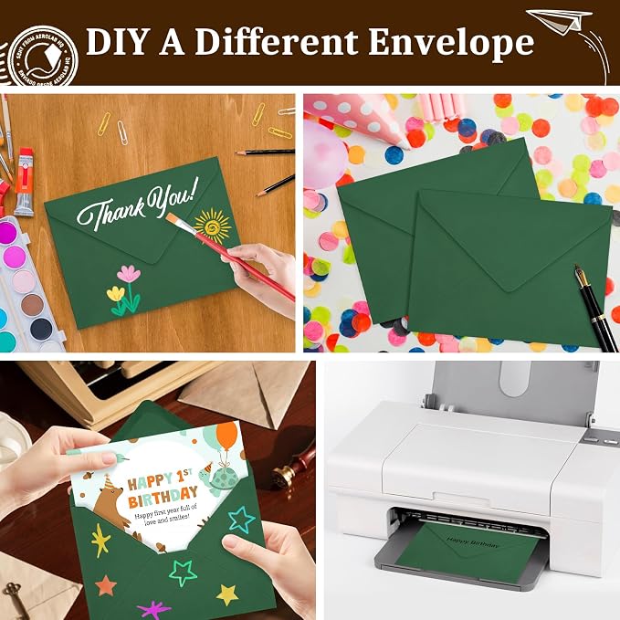 50 Pack Dark Green A7 Envelopes, Christmas Greeting Card Envelopes Self Seal - Image 6