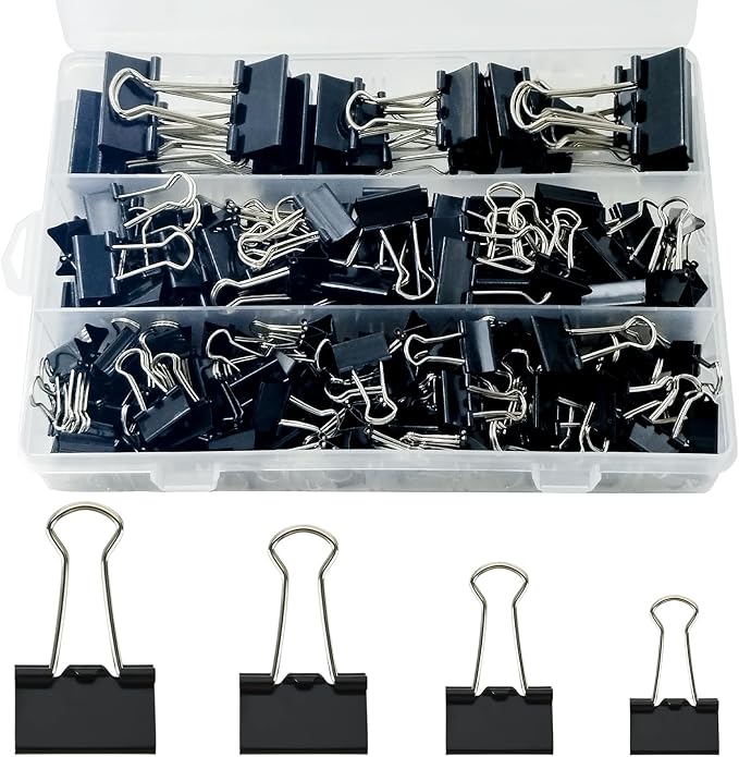 170 Pcs Binder Clips Assorted Sizes, Small Binder Paper Clips by Unknown