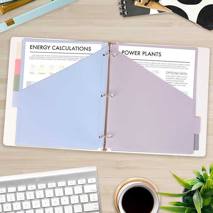 H4D 6-Tab Plastic Binder Dividers, 2 Pockets, Pastel Colors, 4 Sets | Made of - Image 6