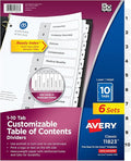 Avery Dividers for 3 Ring Binders, 10 Tabs per Set, Customizable Table of by Avery