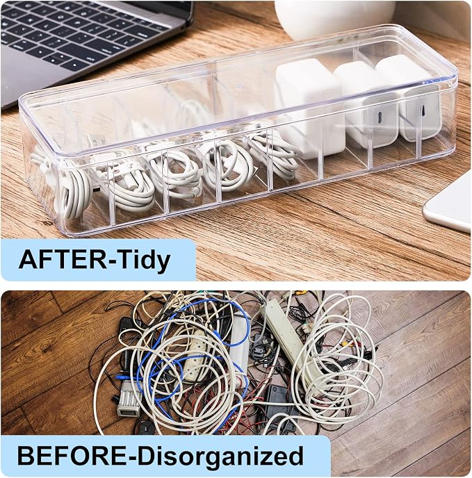 Tatuo 4 Pcs Cord Organizer for Drawer Desktop, Cable Organizer Box - Image 4