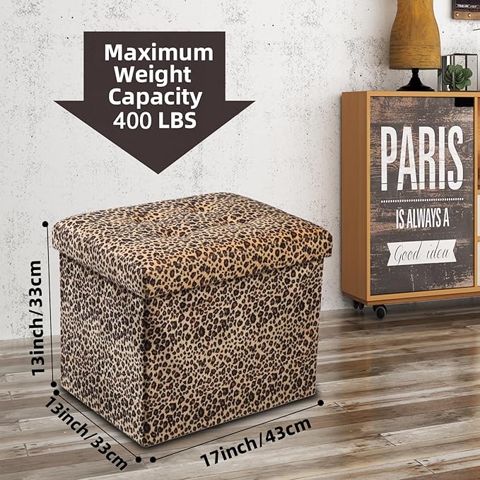 ALASDO Ottoman Storage Ottoman Footrest Stool Foldable Foot Rest Footstool Bench - Image 3