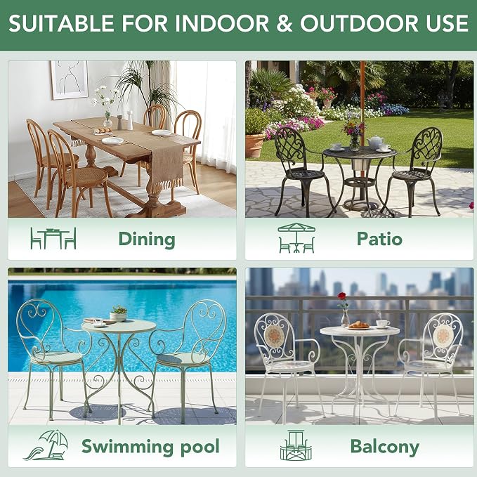 Summsun Outdoor Bistro Chair Cushions Set of 4, Sage Green - Image 7