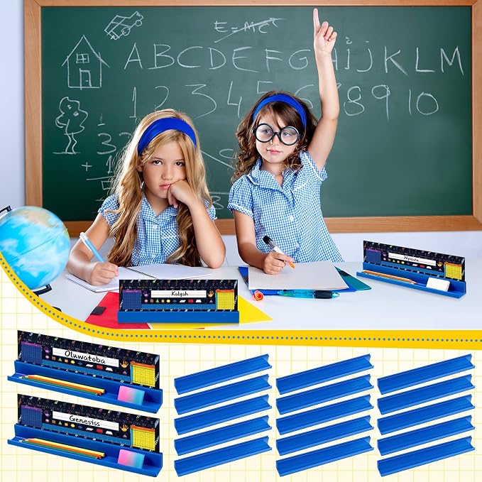 PerKoop 10 Pcs Classroom Desk Name Plates Holder Set Index Cards Storage - Image 7