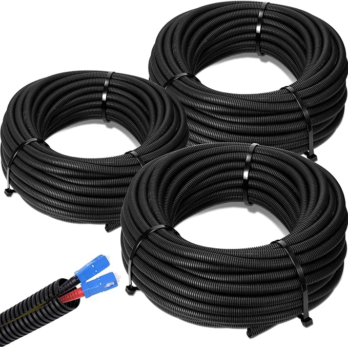 Sasylvia 1/4", 3/8" x 100ft Split Wire Loom Tubing Assortment Black Flexible by Sasylvia