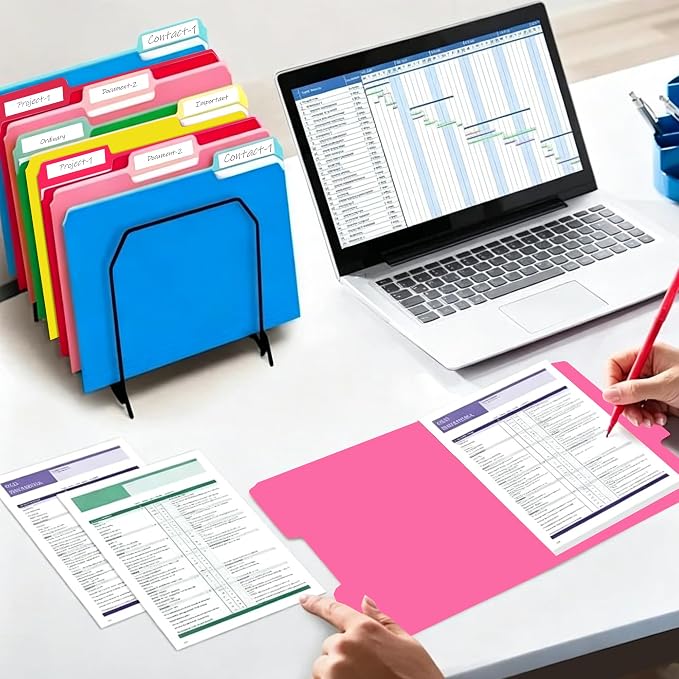 100 Packs Colored File Folders, Two Tone Color File Folder 8.5 x 11 Inch - Image 7