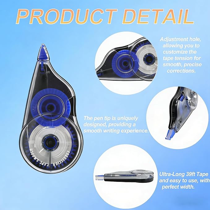 White Correction Tape, Smooth Glide, No Residue, Quick Dry - Image 3
