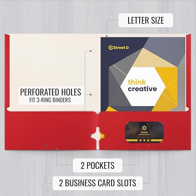 Better Office Products Two Pocket Portfolio Folders, Letter Size Paper Folders - Image 2