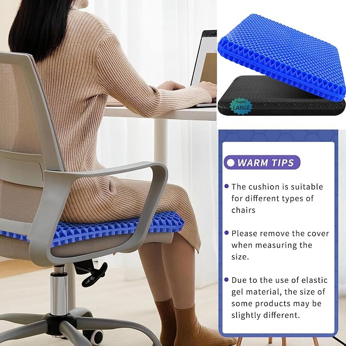 Gel Seat Cushion, Super Large Gel Cushion Chair Pads - Image 4