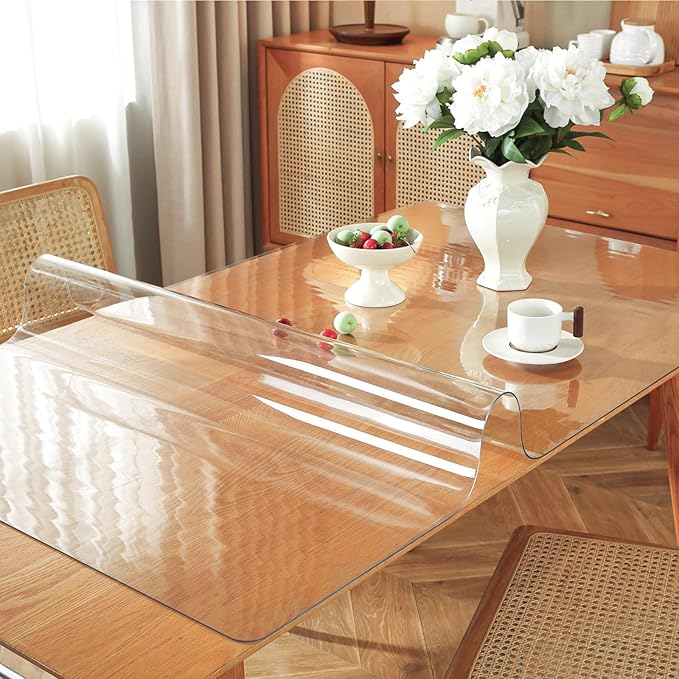 OstepDecor Clear Table Cover Protector 19 x 39 Inch, 1.5mm Thick Plastic Table - Image 2