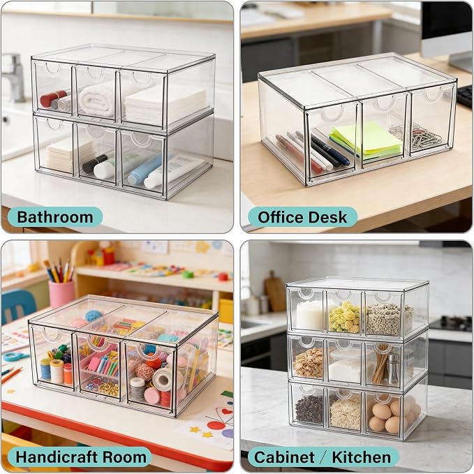 Prsildan Acrylic Makeup Organizer Stackable Storage Drawers - Image 4