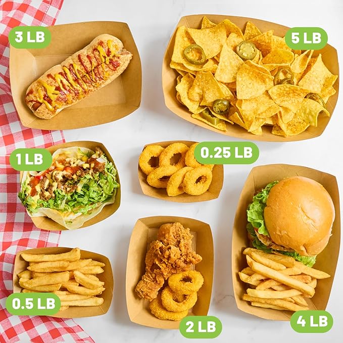 ZORRITA Small Paper Food Trays, 1 Lb, 250 Pack | Disposable, Kraft Brown Food - Image 6