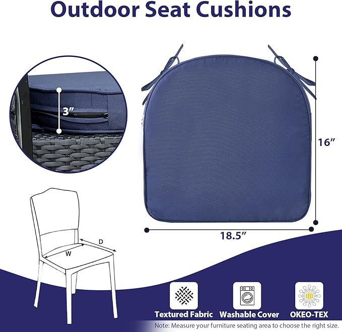 IPYNBAP Outdoor Chair Cushions Set of 4, Waterproof Outdoor Seat Cushions - Image 6