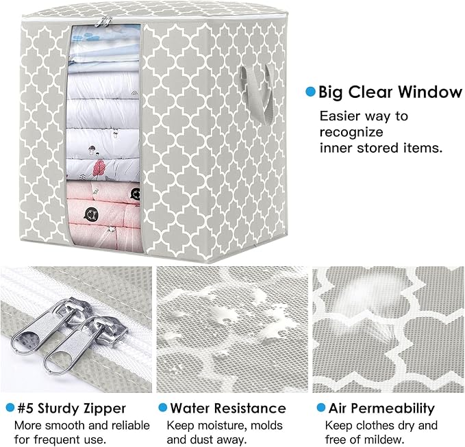 WISELIFE Storage Bags 6 Pack/100L Large Blanket Clothes Organization and - Image 2