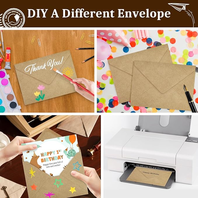 100 Pack A7 Envelopes, Kraft Greeting Card Envelopes Self Seal, 5.24 x 7.24 in - Image 6