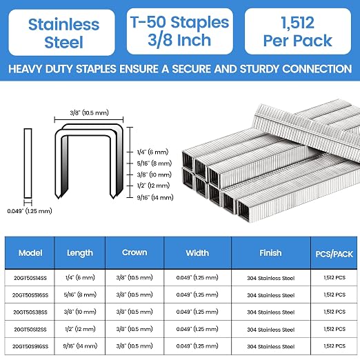 meite T50 Heavy Duty Staples Marine, 3/8 Inch 304 Stainless Steel Staples - Image 2