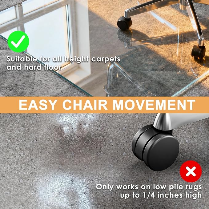Azadx Tempered Glass Chair Mat for Carpet 46" x 60" Heavy Duty Office Chair Mat - Image 3