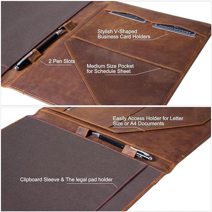 Jack&Chris Leather Portfolio, A4 Document Folder Legal Pad Padfolio, - Image 4