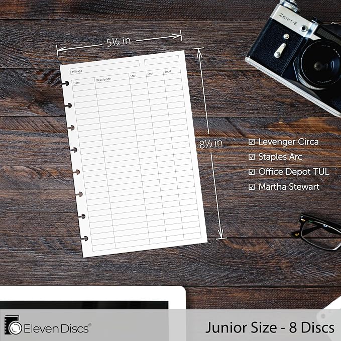 Eleven Discs Discbound Paper, Junior Size Mileage Log Sheets - Image 4