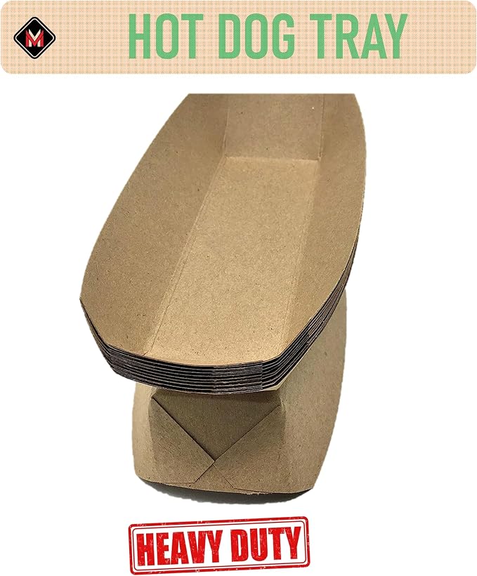 Mr Miracle 7 Inch Paper Hot Dog Tray in Kraft Paper. Pack of 50. Disposable - Image 3