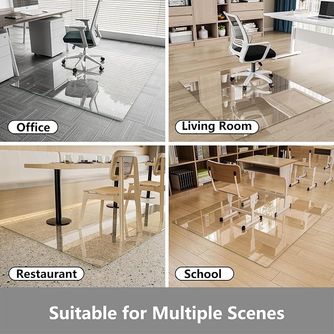 Koonmi Glass Chair Mat for Carpet, Tempered Glass 40"x60" Office Chair Mat - Image 3