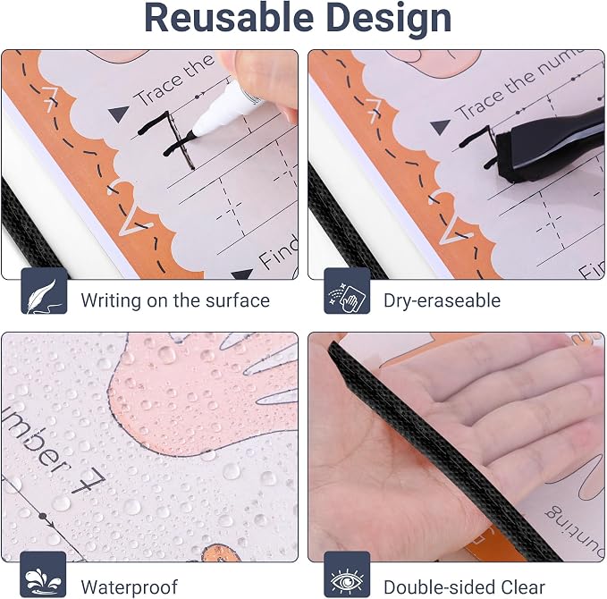 AKONEGE 15 Pack Oversized Dry Erase Pocket Sleeves Reusable 10 x 13 Inches - Image 4