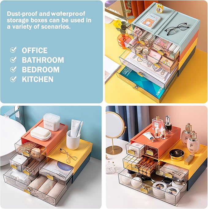 2PACK Stackable Desk Organizer Drawer 6.5"x9"x3" Desk Storage Drawer - Image 3