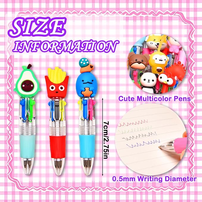24Pcs Mini Multicolor Pens in One 4-in-1, Cute Pens Bulk - Image 2