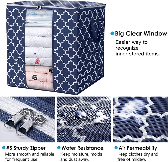 WISELIFE Storage Bags 8 Pack/100L Large Blanket Clothes Organization and - Image 3