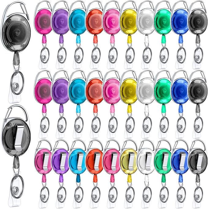 Laumoi 80 Packs Retractable ID Badge Holder Name ID Badge Reel Clips Keychain by Unknown