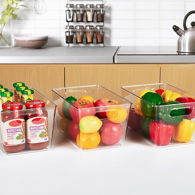 YIHONG 6 Pack Clear Pantry Organizer Bins, Plastic Containers - Image 8