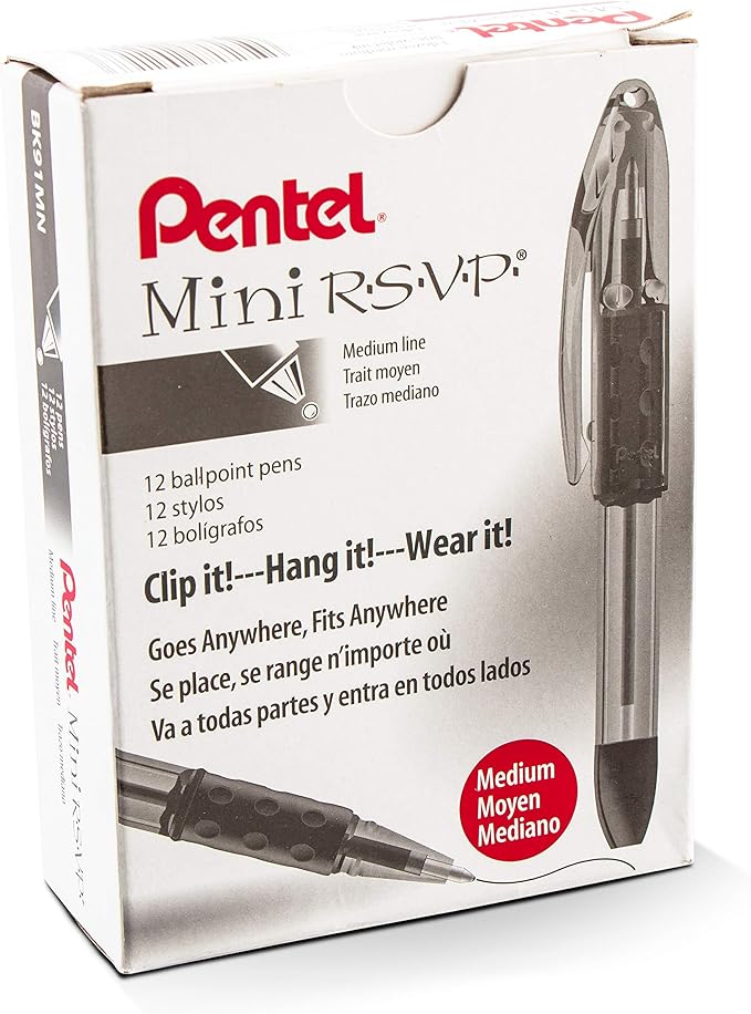 Pentel RSVP Mini Ballpoint Pen, Medium Line, Violet Ink, 12 pack by PentelofAmerica