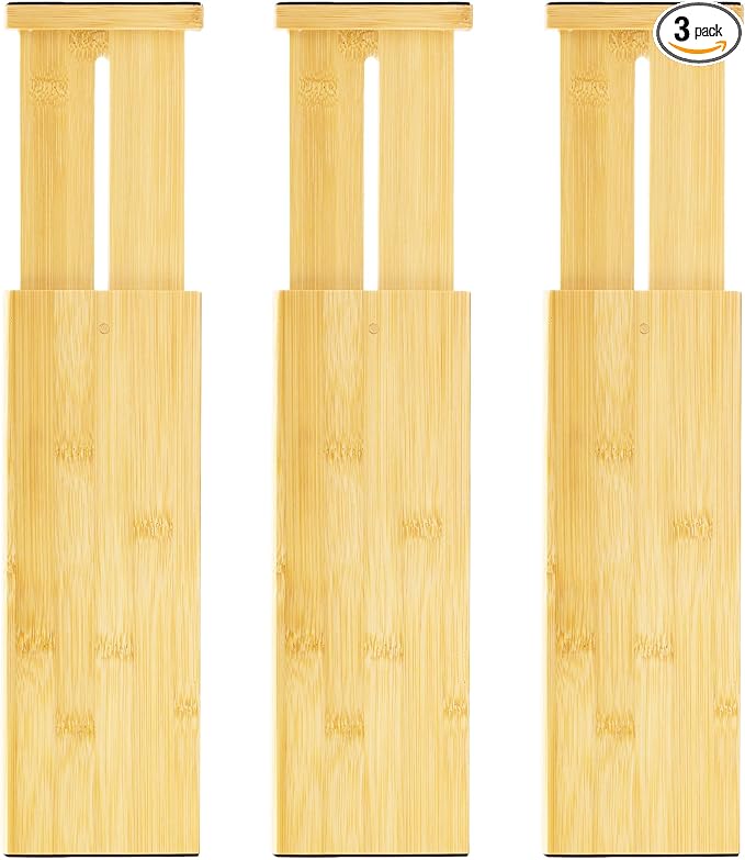 VaeFae 3 Pack Bamboo Drawer Dividers, Expandable Separators by VaeFaeDirect