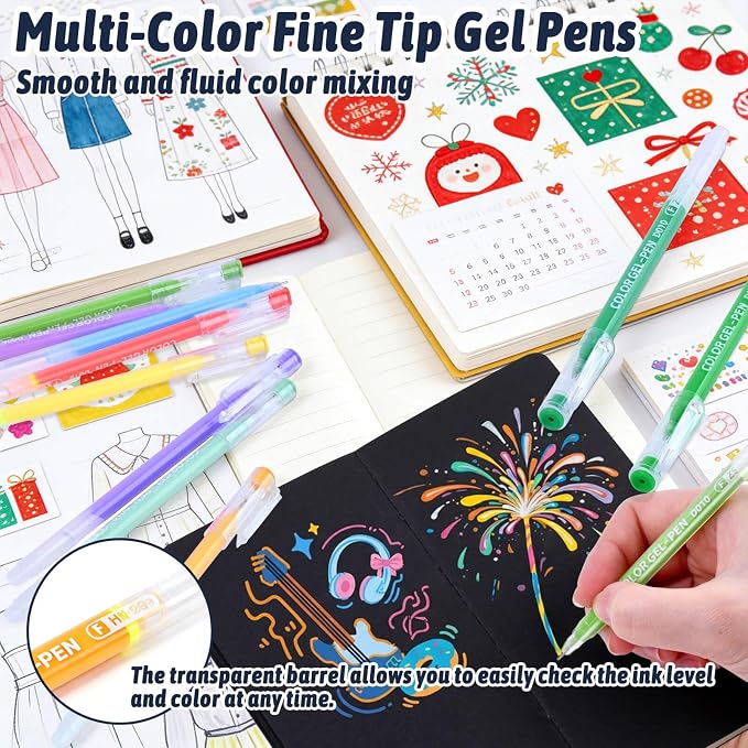 45 Colors Gel Pens for Coloring, Gel Pens Set for Adult Coloring Books No - Image 4