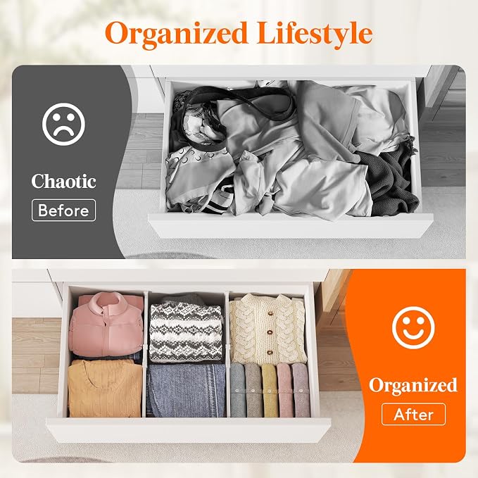 Lifewit 8" Tall 8 Pack Drawer Dividers, 13.8"-22.2" Adjustable Deep Drawer - Image 8