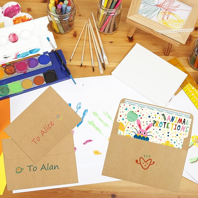Eupako A2 Brown Paper Envelopes 100 Pack 4.375x5.75" Invitation Envelopes Self - Image 5