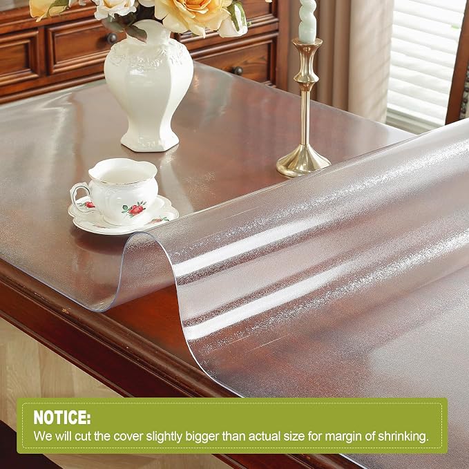 OstepDecor 24 x 72 Inch Frosted Table Cover Protector, 2mm Thick Clear Plastic - Image 4