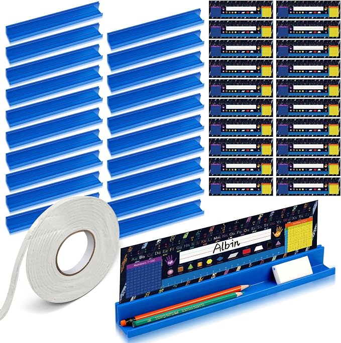 PerKoop 10 Pcs Classroom Desk Name Plates Holder Set Index Cards Storage by PerKoop