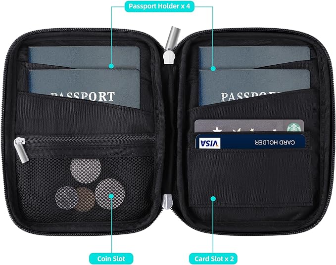 WALNEW Passport Holder Family for 4, RFID Blocking Travel Wallet Women Men - Image 3