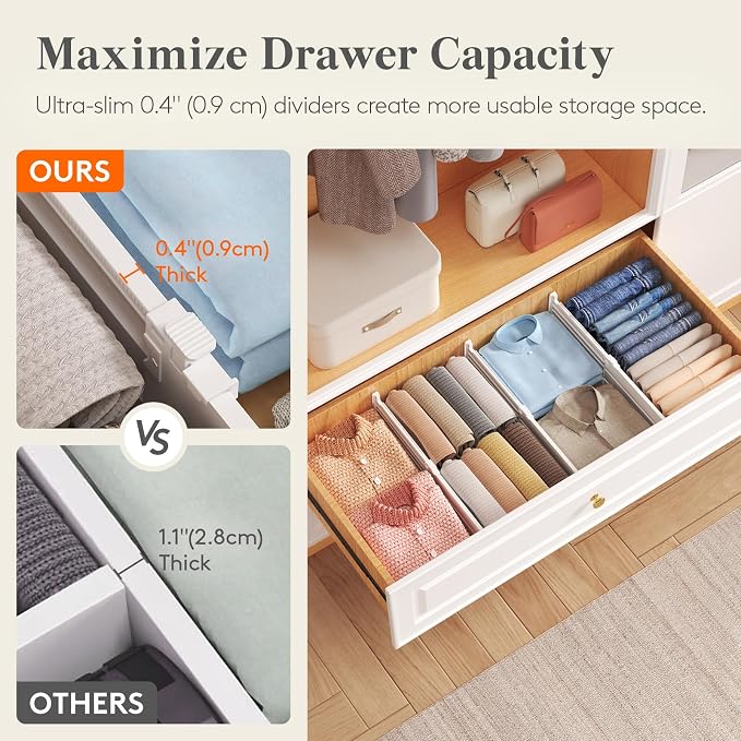 Lifewit 5" High 5 Pack Drawer Dividers, 11.5"-18.5" Adjustable Deep Drawer - Image 6