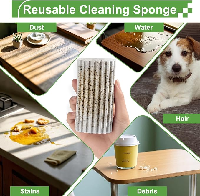 Jeymei 2-Pack Damp Clean Duster Sponge, Sponge Cleaning Brush, Duster - Image 4