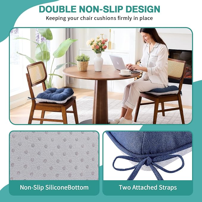 BETU Chair Cushions for Dining Chairs Set of 2, 3.5" Thick Outdoor Indoor Chair - Image 2
