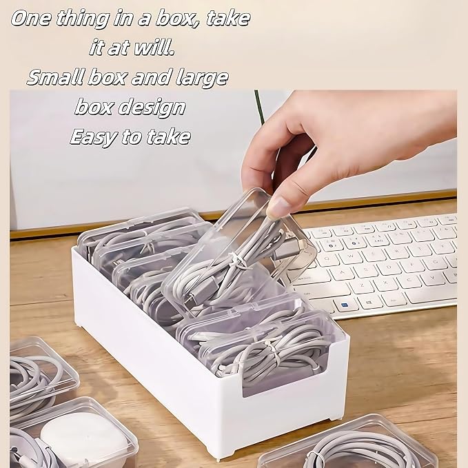 7 Box Cable Organizer Storage Box, Desktop Cable Management - Image 6