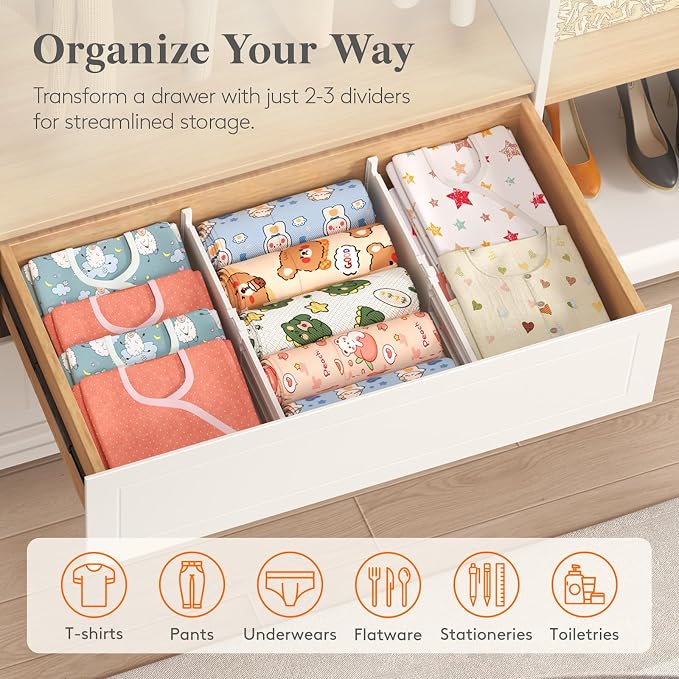 Lifewit 5" High 12 Pack Drawer Dividers, 11.5"-18.5" Adjustable Deep Drawer - Image 10