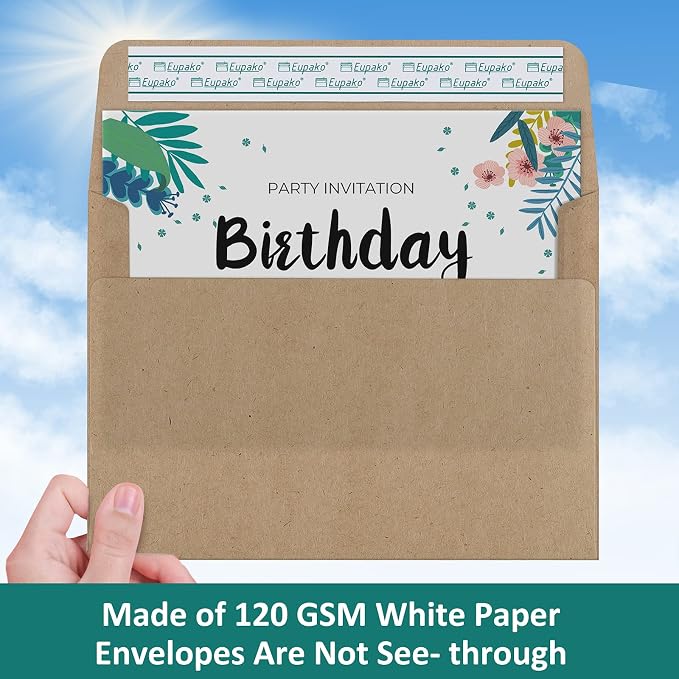 Eupako 5x7 Envelopes Self Seal 100 Pack, Kraft Paper Envelope - Image 4