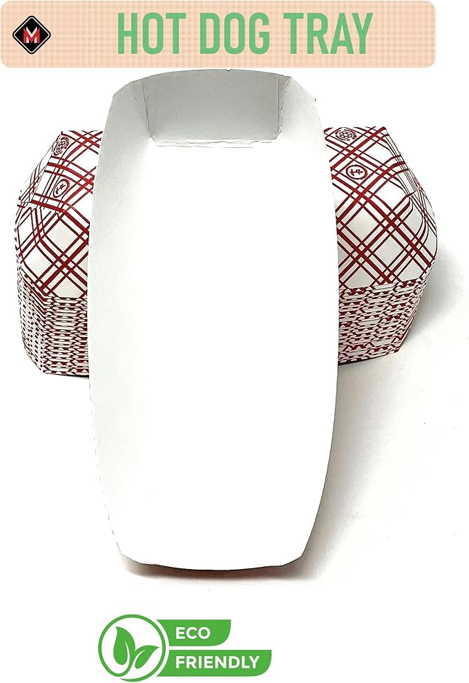 Mr Miracle 7 Inch Paper Hot Dog Tray in Red White Pattern. Pack of 25. - Image 2